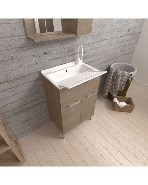 Mobilier chiuvetă spălător 50x50 cm, finisaj stejar natural