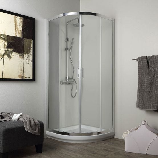 Cabină de duș rotunjită 80x80 cm sticlă 4mm transparentă semicirculară