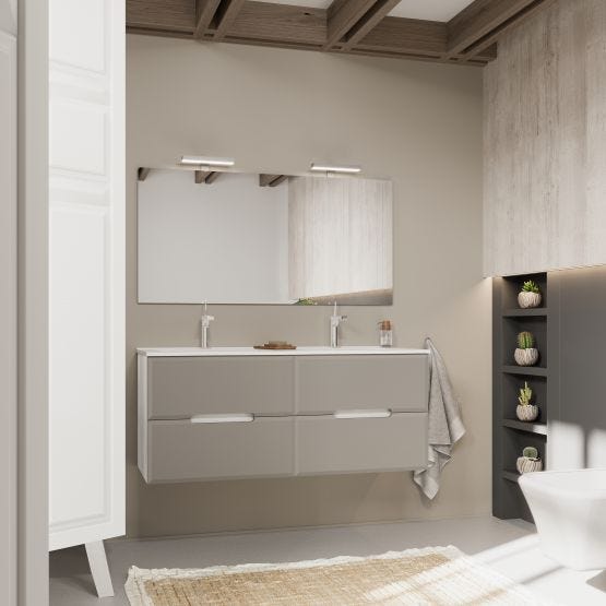 Mobile bagno bicolore con doppio lavabo 120cm