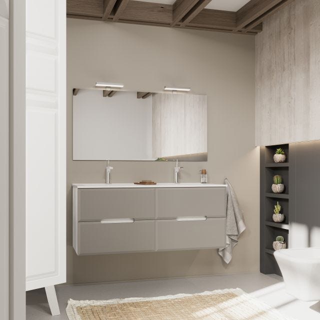 MOBILIER BAIE BICOLOR, 120CM, 4 SERTARE ȘI LAVOAR DUBLU | MAGNOLIA