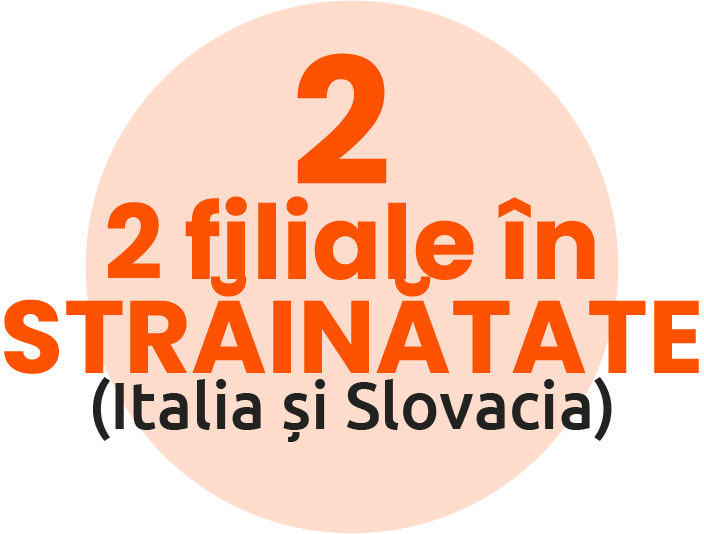 2 filiale în STRĂINĂTATE (Italia și Slovacia)